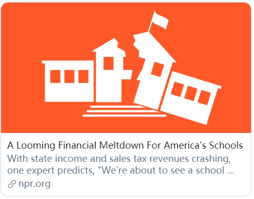 美國(guó)學(xué)校面臨財(cái)政危機(jī)。/NPR報(bào)道截圖
